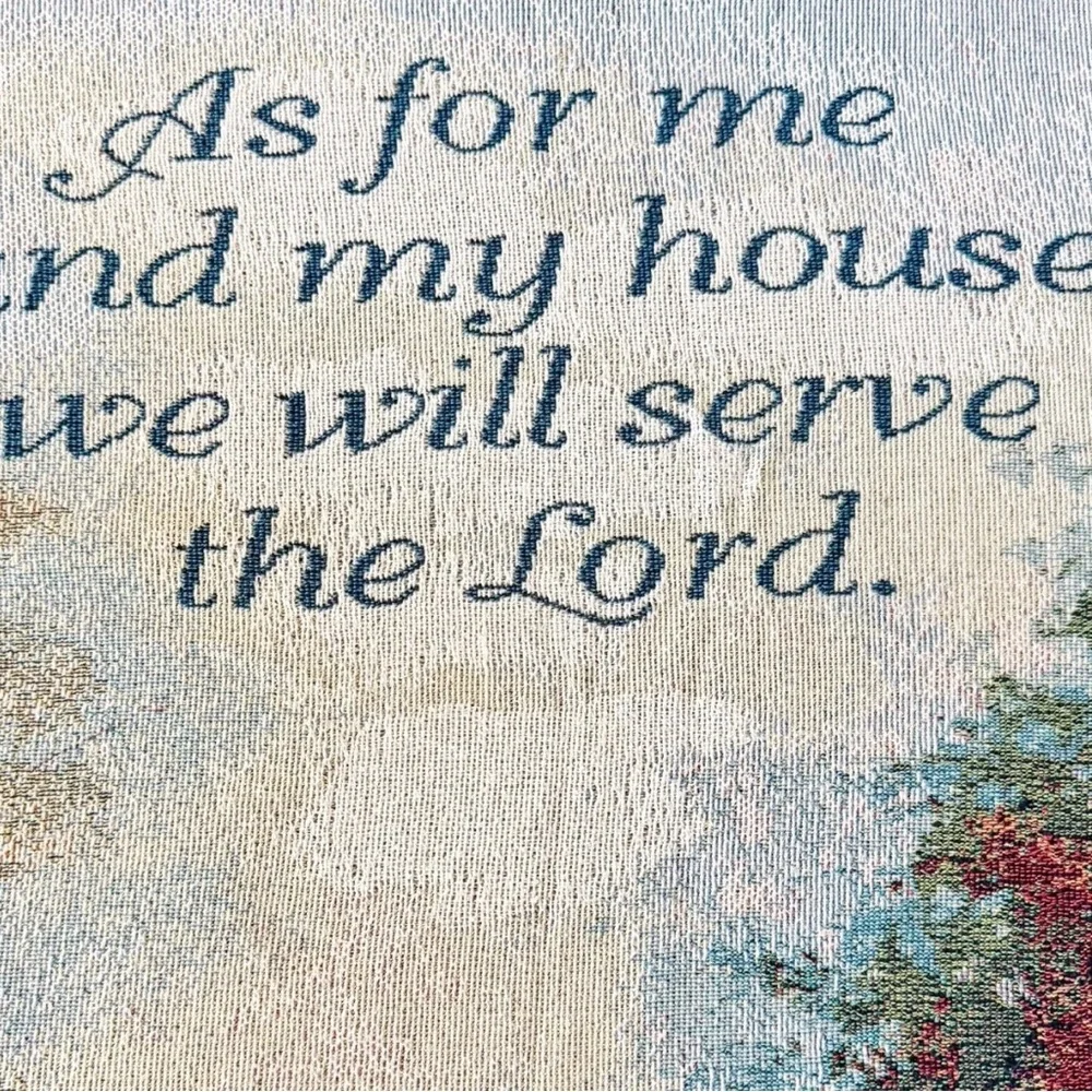 COUNTRY COTTAGE Tapestry Fringe Throw Blanket Christian Prayer Home Nicky Boehme